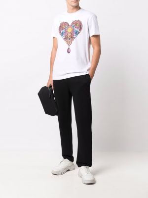 Camiseta con estampado con corazón Versace Jeans Couture blanco