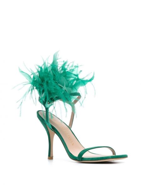 Sandály z peří Stuart Weitzman zelené