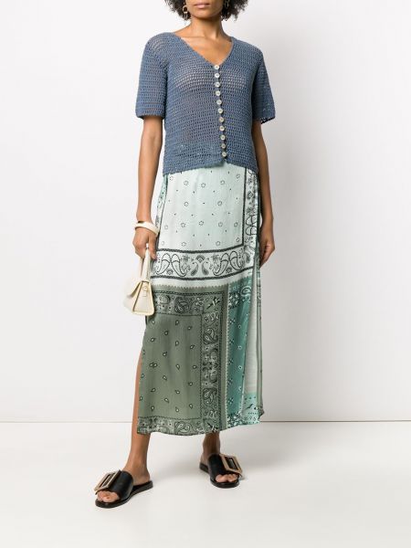Falda larga con estampado con estampado de cachemira Amiri azul
