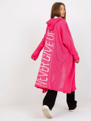 Cardigan cu inscripții cu croială lejeră Fashionhunters roz