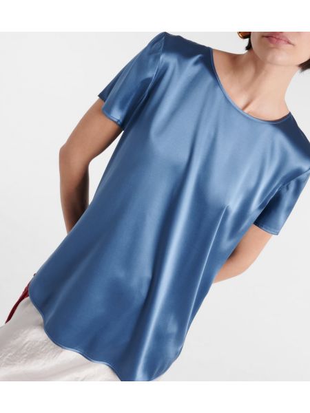 Svilena satenska majica Max Mara modra