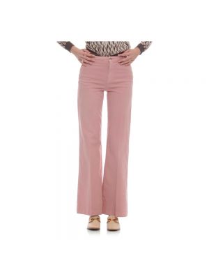 Pantalones rectos con botones de algodón Kocca rosa