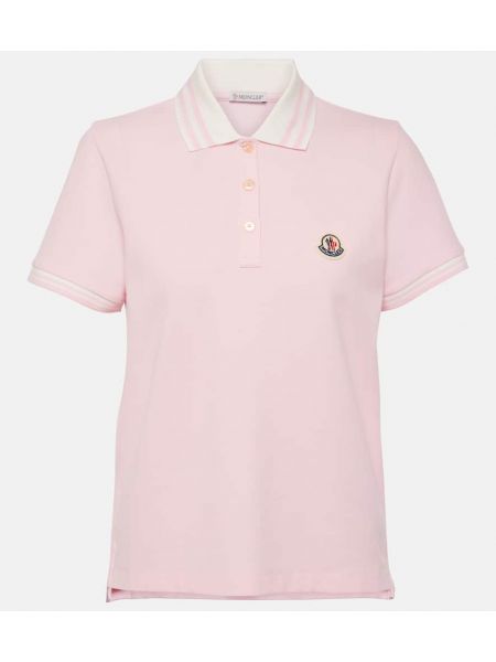 Medvilninis polo marškinėliai Moncler rožinė