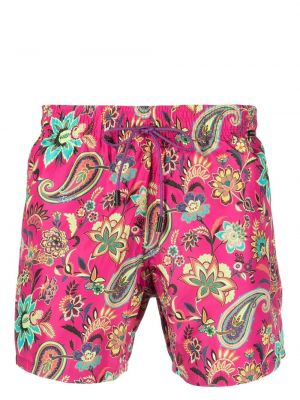 Kratke hlače s cvetličnim vzorcem s potiskom Etro roza