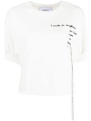 T-shirt ricamato Ports V bianco