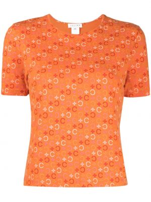 Bombažna majica Céline Pre-owned oranžna
