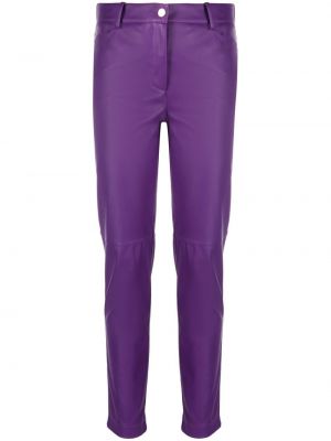 Pantaloni cu picior drept din piele Blanca Vita violet