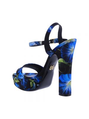Satynowe sandały w kwiatki na platformie Dolce And Gabbana