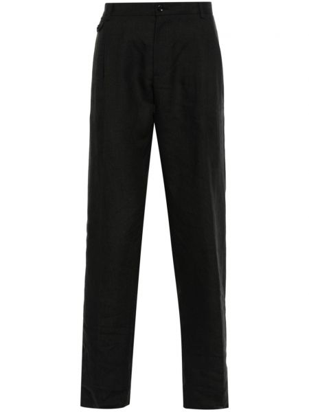 Lněné kalhoty Dolce & Gabbana černé