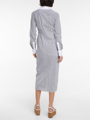 Pruhované bavlnené midi šaty Veronica Beard sivá