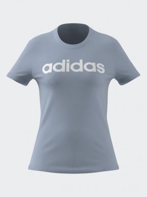 Тениска slim Adidas синьо