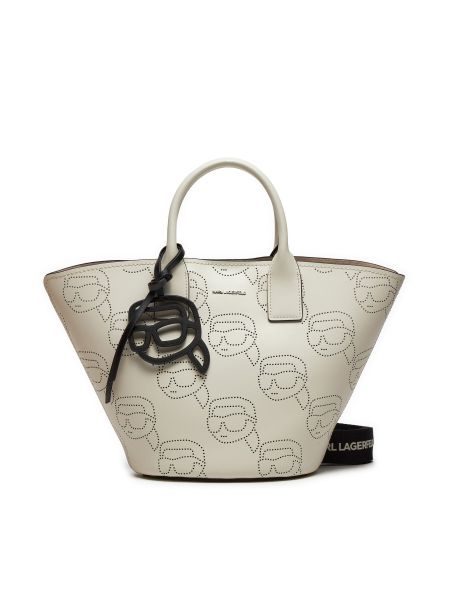 Usnjena nakupovalna torba Karl Lagerfeld bela