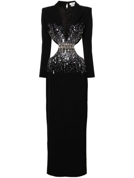 Dolga obleka s kristali Elisabetta Franchi črna