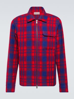 Volnena volnena srajca s karirastim vzorcem Moncler rdeča