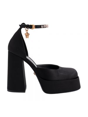 Chaussures de ville en satin à plateforme Versace noir