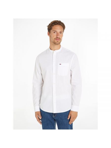Camisa de lino de algodón Tommy Jeans blanco