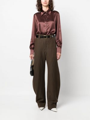 Šilkinė marškiniai satino Dolce & Gabbana ruda