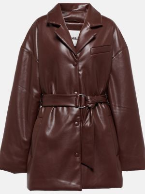 Kožená bunda z ekologickej kože Nanushka hnedá