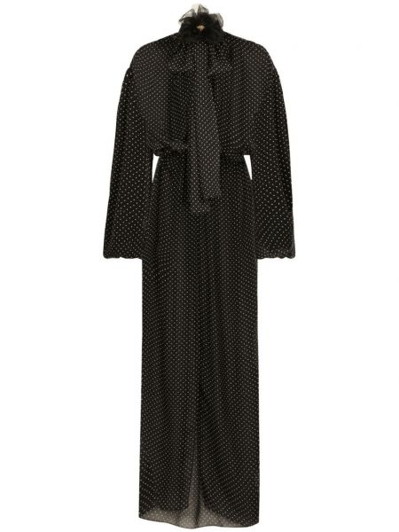 Bodkované dlouhé šaty s potlačou Dolce & Gabbana