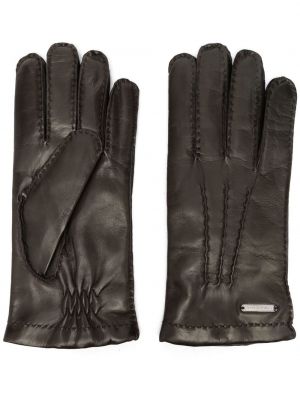 Rękawiczki skórzane Corneliani czarne