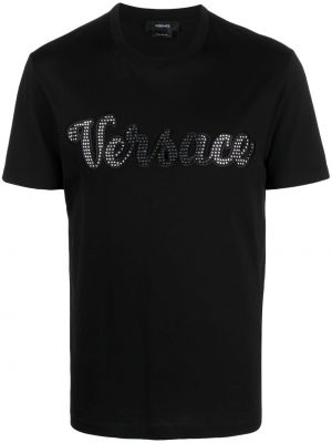Тениска с шипове Versace черно