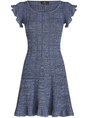 Pletené mini šaty Etro modrá