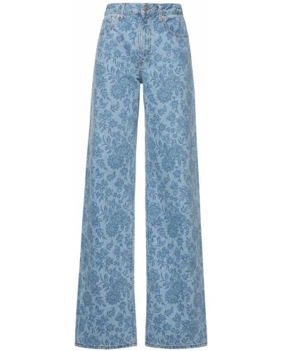 Voľné kvetinové džínsy Alessandra Rich modrá