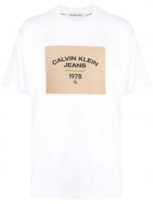 Puuvillased t-särk Calvin Klein valge