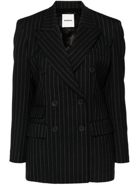 Stribet dobbeltradet blazer Sandro sort