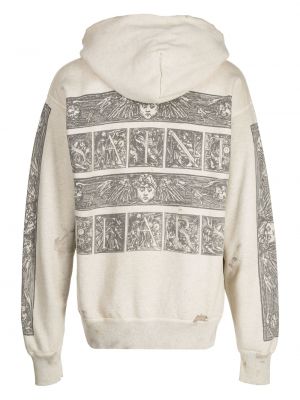 Raštuotas medvilninis džemperis su gobtuvu Saint Mxxxxxx pilka