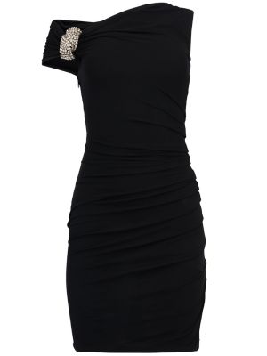 Viskózové mini šaty jersey Alexander Mcqueen černé