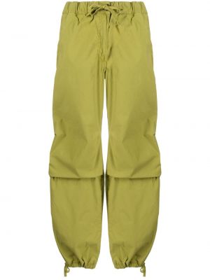 Pantaloni din bumbac Ganni verde