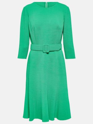 Μάλλινη μίντι φόρεμα Oscar De La Renta πράσινο