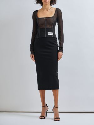 Midi sukně jersey Dolce & Gabbana černé