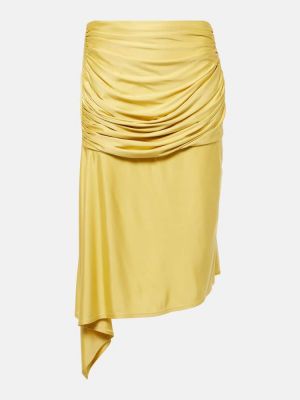 Midi φούστα από ζέρσεϋ ντραπέ Givenchy κίτρινο