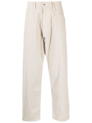 Ravne hlače iz rebrastega žameta Ymc bela