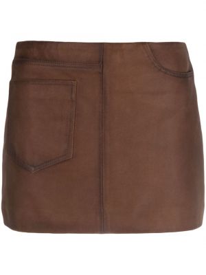 Kožená sukňa s nízkym pásom Manokhi hnedá