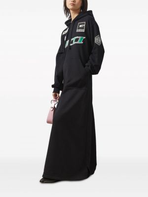 Robe longue avec applique Gucci noir