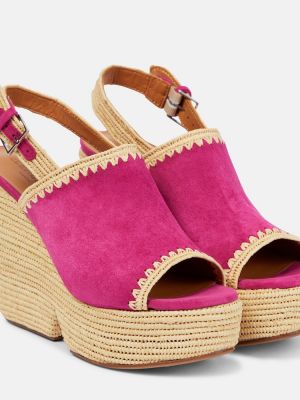 Sandale od brušene kože s punim potplatom Clergerie ružičasta