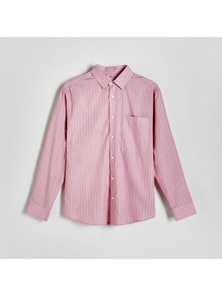 Pruhovaná priliehavá košeľa Reserved ružová
