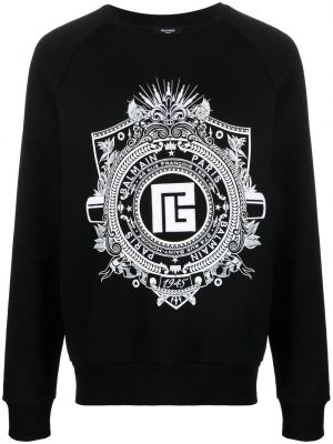 Trykt bomull sweatshirt Balmain svart