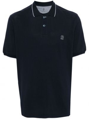 Tricou polo cu broderie din bumbac Brunello Cucinelli