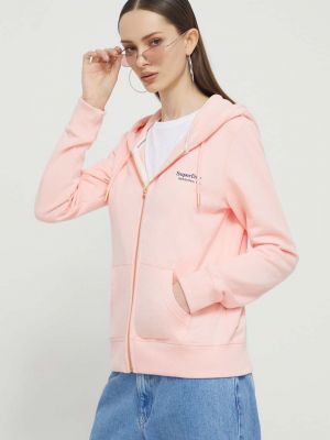Pamučna hoodie s kapuljačom Superdry ružičasta