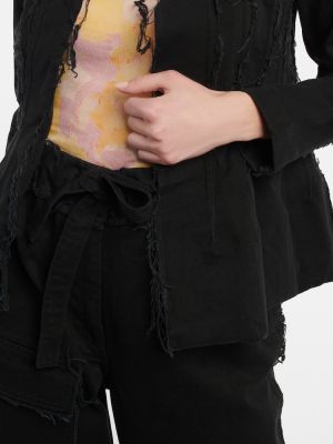 Džínová bunda s oděrkami Dries Van Noten černá