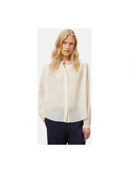 Blusa de seda de algodón manga larga Pomandère beige