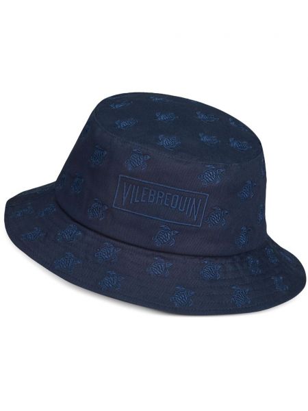 Pălărie de găleată cu broderie din bumbac Vilebrequin albastru