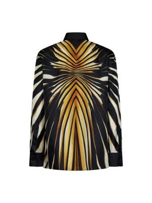 Camisa de seda con estampado con estampado abstracto Roberto Cavalli negro