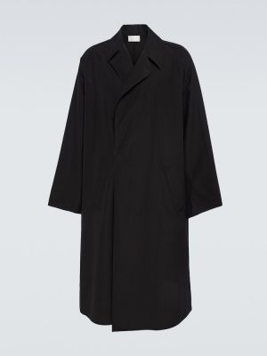 Hedvábný lněný kabát The Row černý