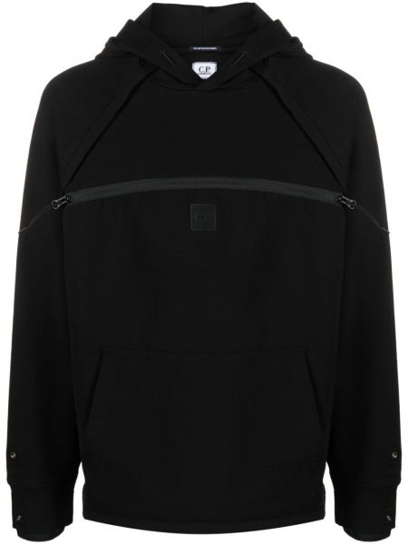 Pamučna hoodie s kapuljačom C.p. Company crna