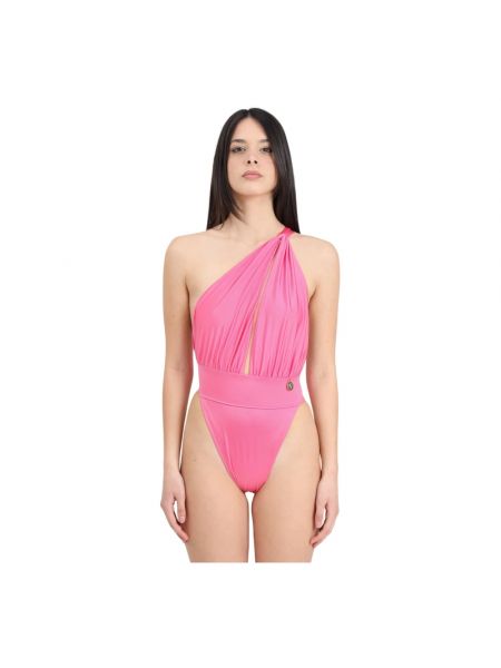 Einteiliger badeanzug mit rückenausschnitt mit v-ausschnitt 4giveness pink